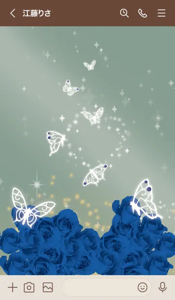 [LINE着せ替え] カーキ : 9月のサファイアと蝶の画像3
