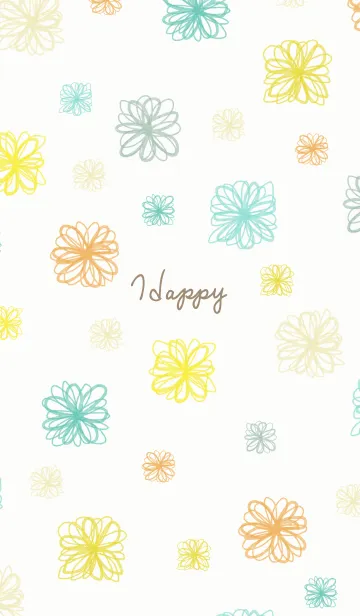 [LINE着せ替え] 手書きの花 グリーンとイエロー30の画像1