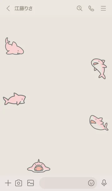 [LINE着せ替え] ベージュ ピンク : ピンクのサメの着せ替えの画像3