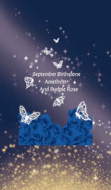 [LINE着せ替え] ネイビー : 9月のサファイアと蝶の画像1