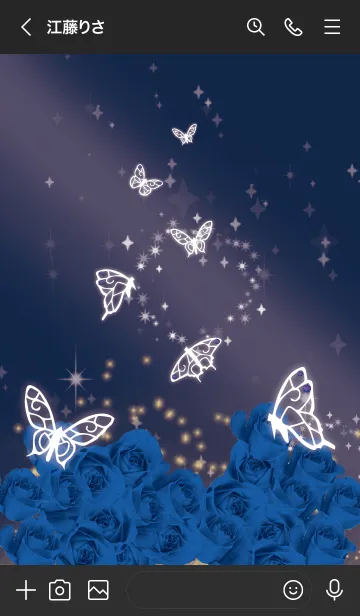 [LINE着せ替え] ネイビー : 9月のサファイアと蝶の画像3