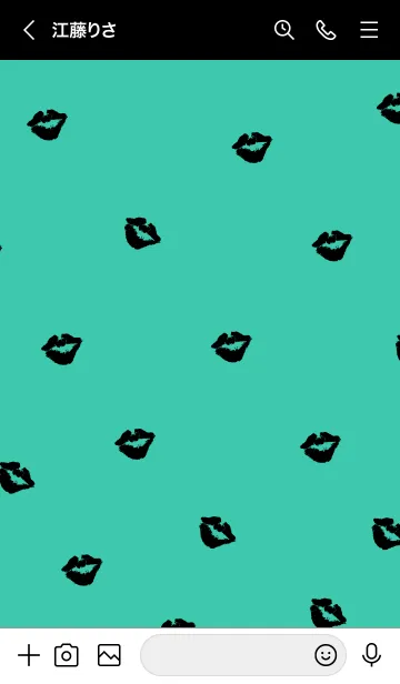 [LINE着せ替え] 黒キスマーク グリーン3の画像3