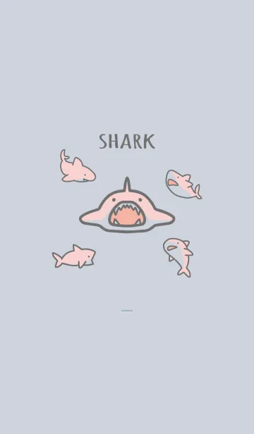 [LINE着せ替え] ベージュと青 : ピンクのサメの着せ替えの画像1