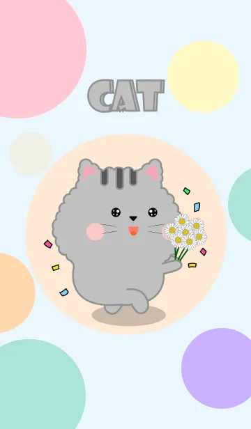 [LINE着せ替え] Color Cute Grey Cat  FuFu Theme (JP)の画像1