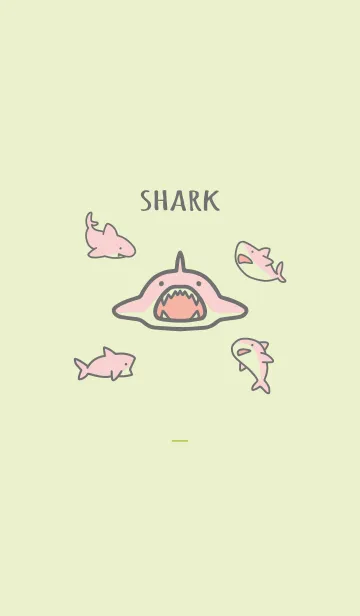 [LINE着せ替え] 黄緑 : ピンクのサメの着せ替えの画像1