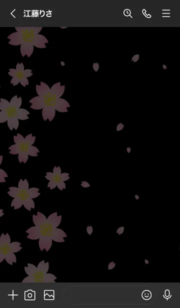 [LINE着せ替え] シンプル黒桜14の画像3