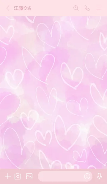 [LINE着せ替え] 水彩ピンク白ハートスマイル4の画像3