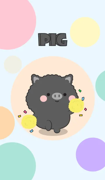 [LINE着せ替え] Color Cute Black Pig  FuFu Theme (JP)の画像1