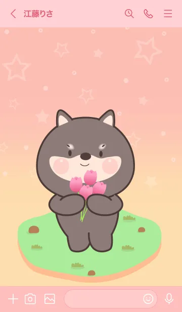 [LINE着せ替え] Cute Black Shiba Inu In Pastel Theme(JP)の画像3