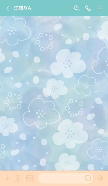 [LINE着せ替え] 手書きお花水彩ブルー5の画像3