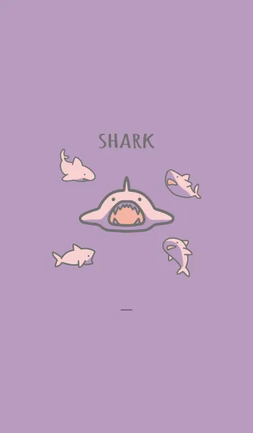 [LINE着せ替え] 紫 : ピンクのサメの着せ替えの画像1