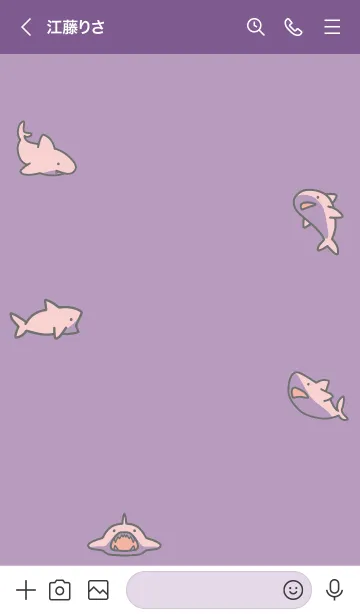 [LINE着せ替え] 紫 : ピンクのサメの着せ替えの画像3
