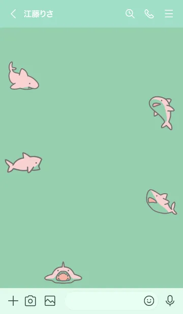 [LINE着せ替え] 青緑 : ピンクのサメの着せ替えの画像3