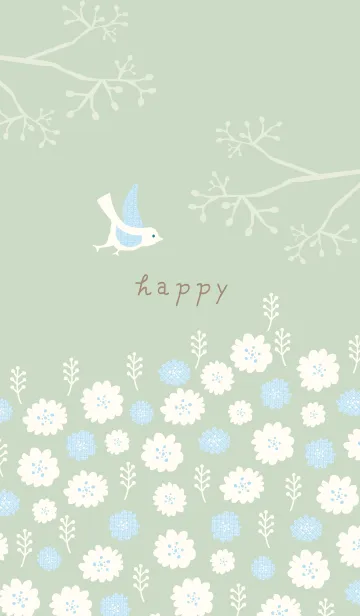 [LINE着せ替え] 北欧風 鳥と花18の画像1