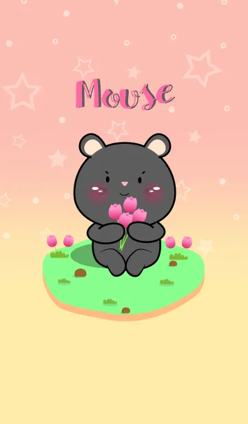 [LINE着せ替え] Cute Black Mouse  In Pastel Theme (JP)の画像1