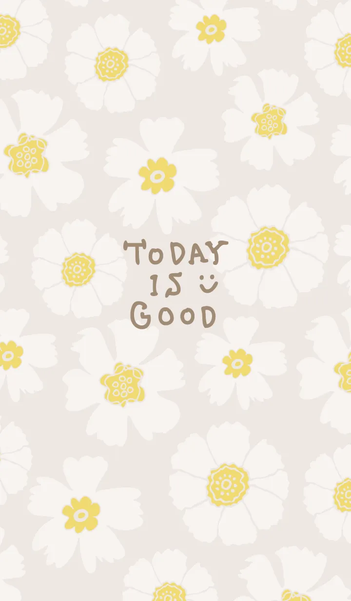 [LINE着せ替え] 白い花たくさん ベージュ3の画像1