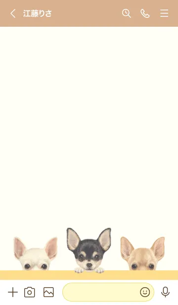 [LINE着せ替え] ワンワン！ - チワワ - ベージュ×黄色の画像3