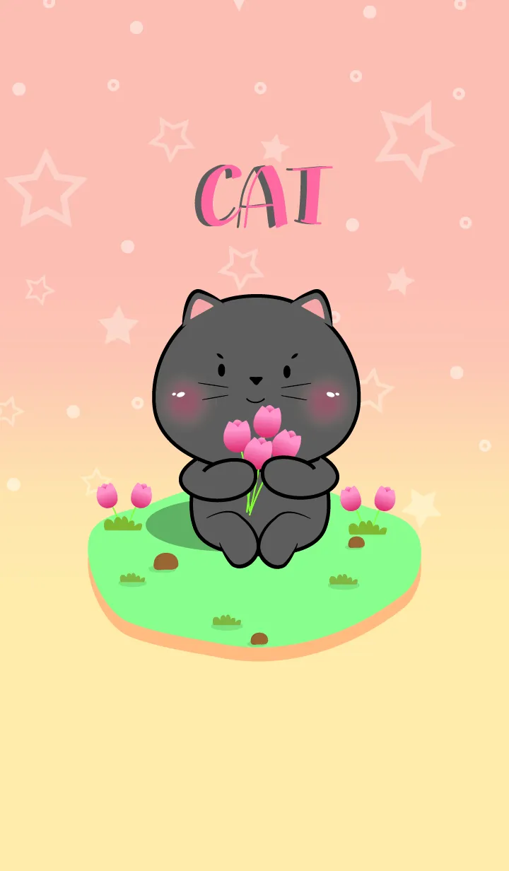 [LINE着せ替え] Cute Black Cat In Pastel Theme (JP)の画像1