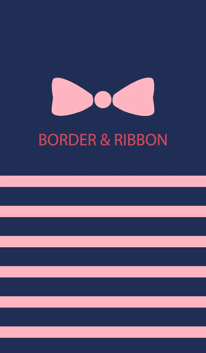 [LINE着せ替え] BORDER & PINKRIBBON -Navy 2-の画像1