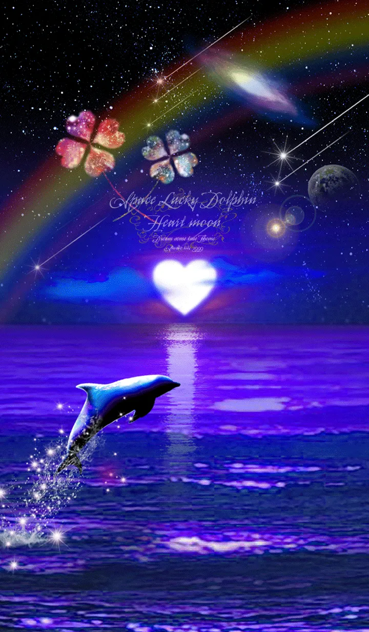 [LINE着せ替え] 恋愛運 Space Lucky Dolphin Heart moon♥の画像1