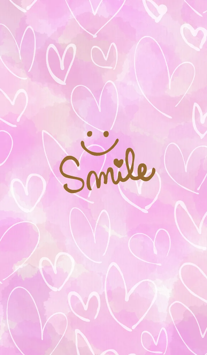 [LINE着せ替え] 水彩ピンク白ハートスマイル11の画像1