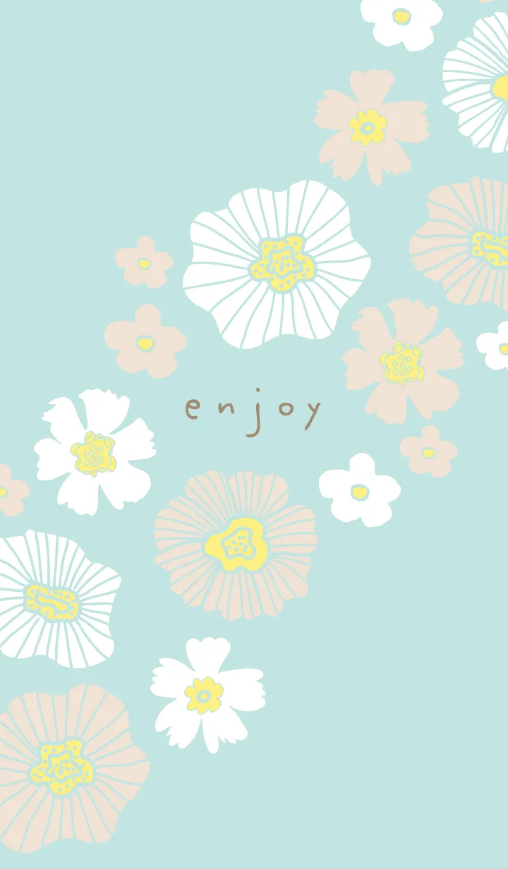 [LINE着せ替え] 白とベージュのお花 斜め17の画像1