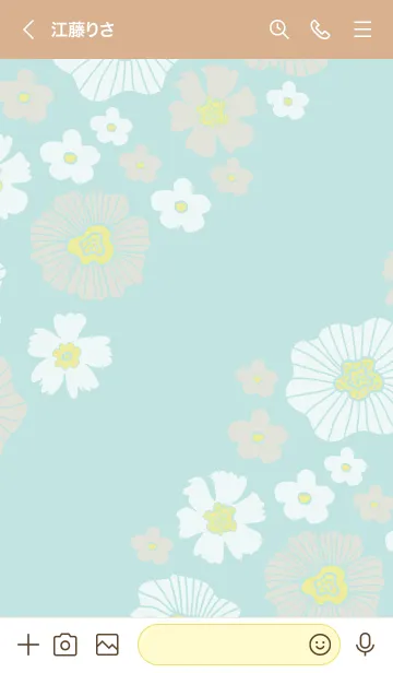 [LINE着せ替え] 白とベージュのお花 斜め17の画像3