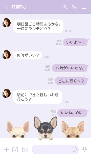 [LINE着せ替え] ワンワン！ - チワワ - 藤 むらさきの画像4