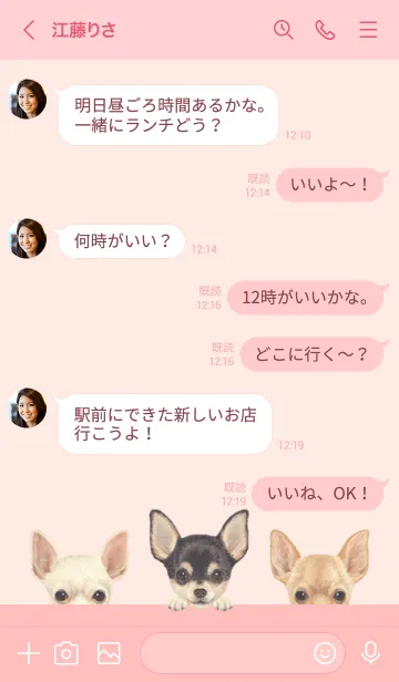 [LINE着せ替え] ワンワン！ - チワワ - 桜 ピンクの画像4