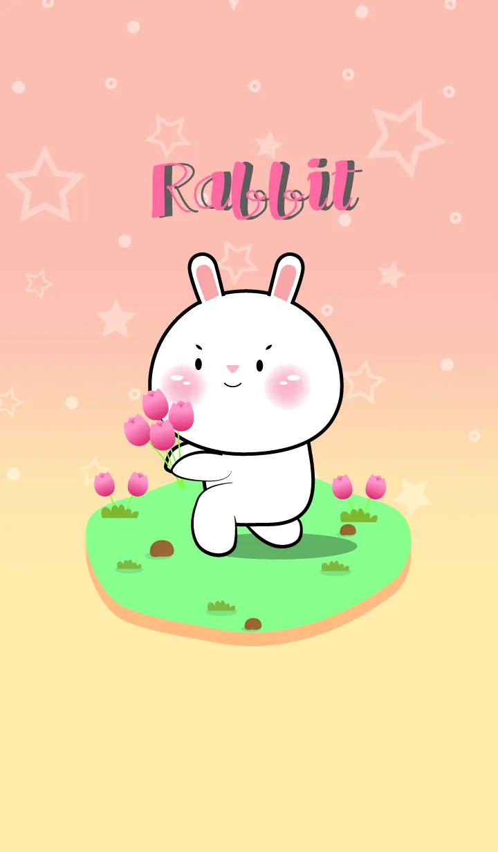 [LINE着せ替え] Cute White Rabbit In Pastel Theme (JP)の画像1