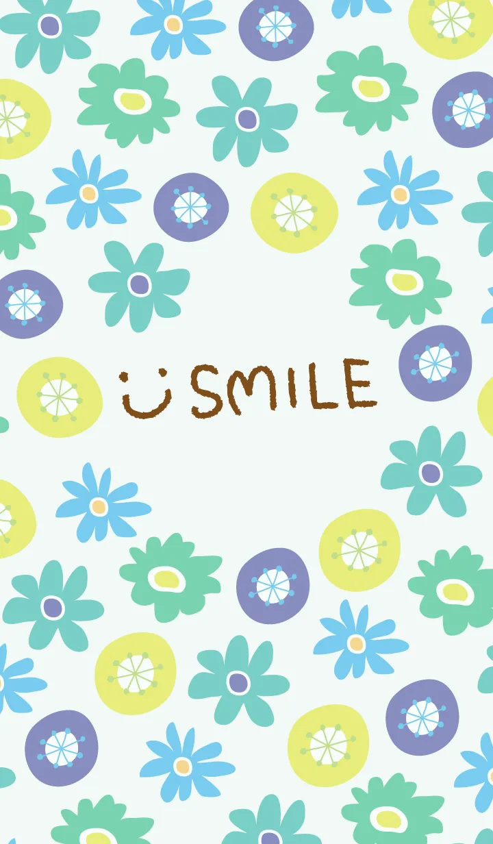 [LINE着せ替え] 北欧風お花青-スマイル27-の画像1