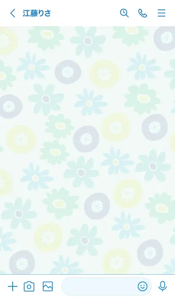 [LINE着せ替え] 北欧風お花青-スマイル27-の画像3