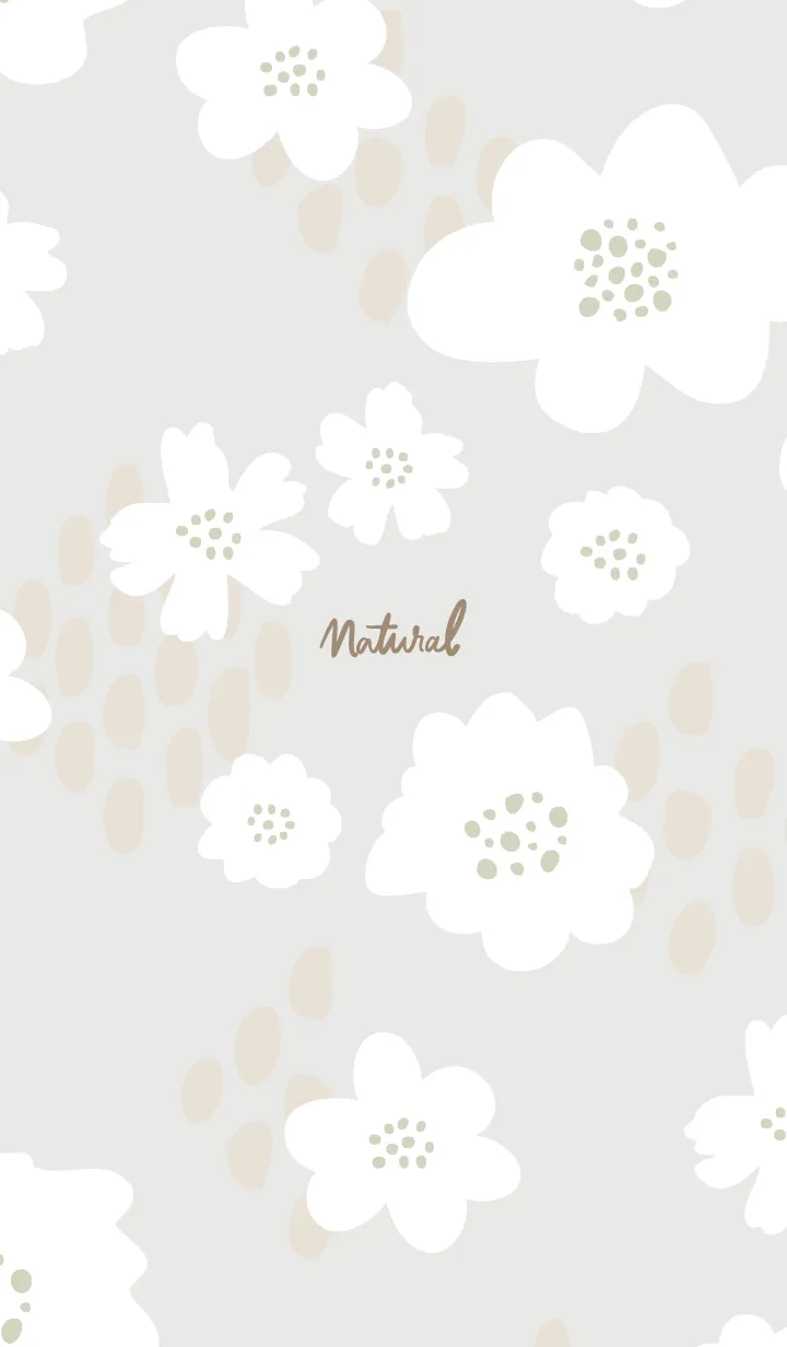 [LINE着せ替え] 白いお花と点々 グレージュ2の画像1