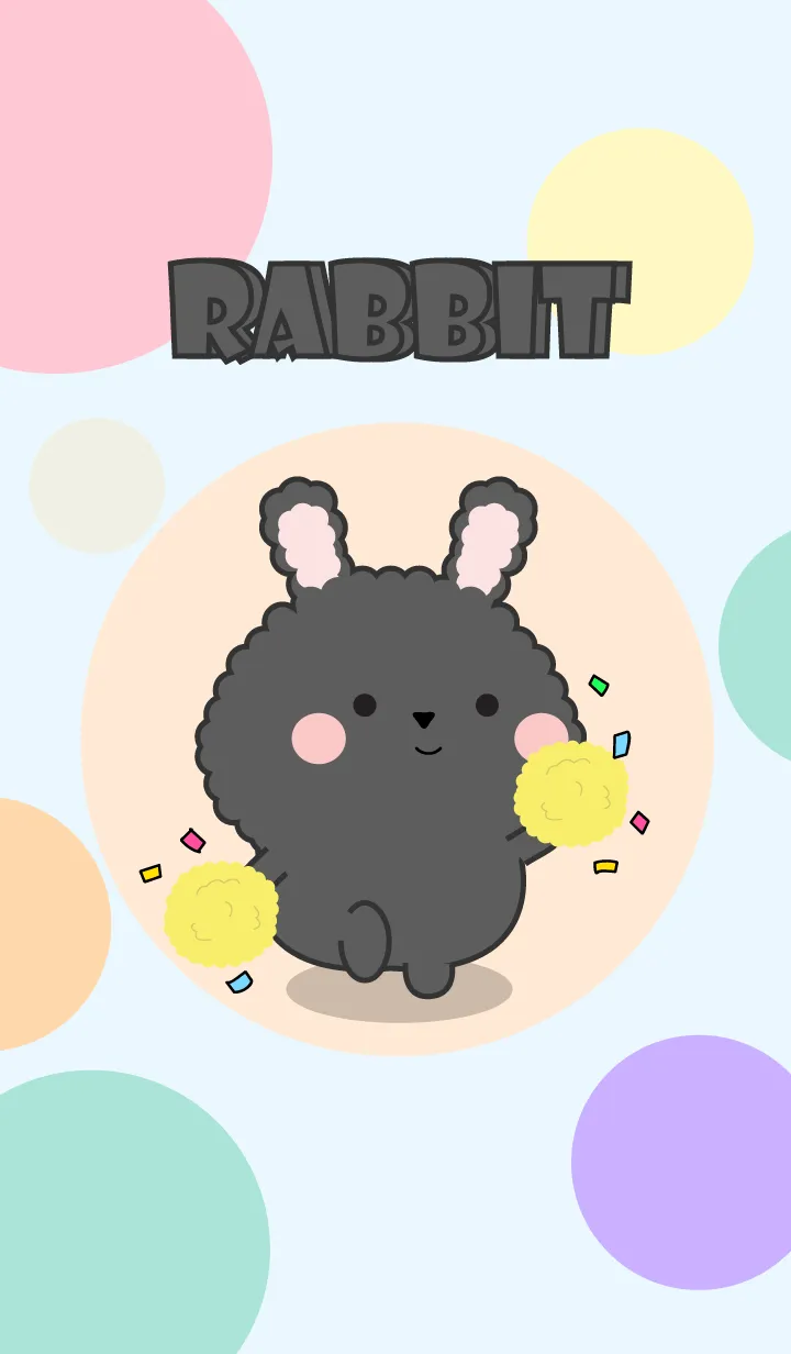 [LINE着せ替え] Color Cute Black Rabbit  FuFu Theme (JP)の画像1