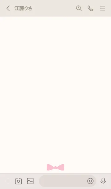 [LINE着せ替え] Beige Border & Pink Ribbon -2-の画像3