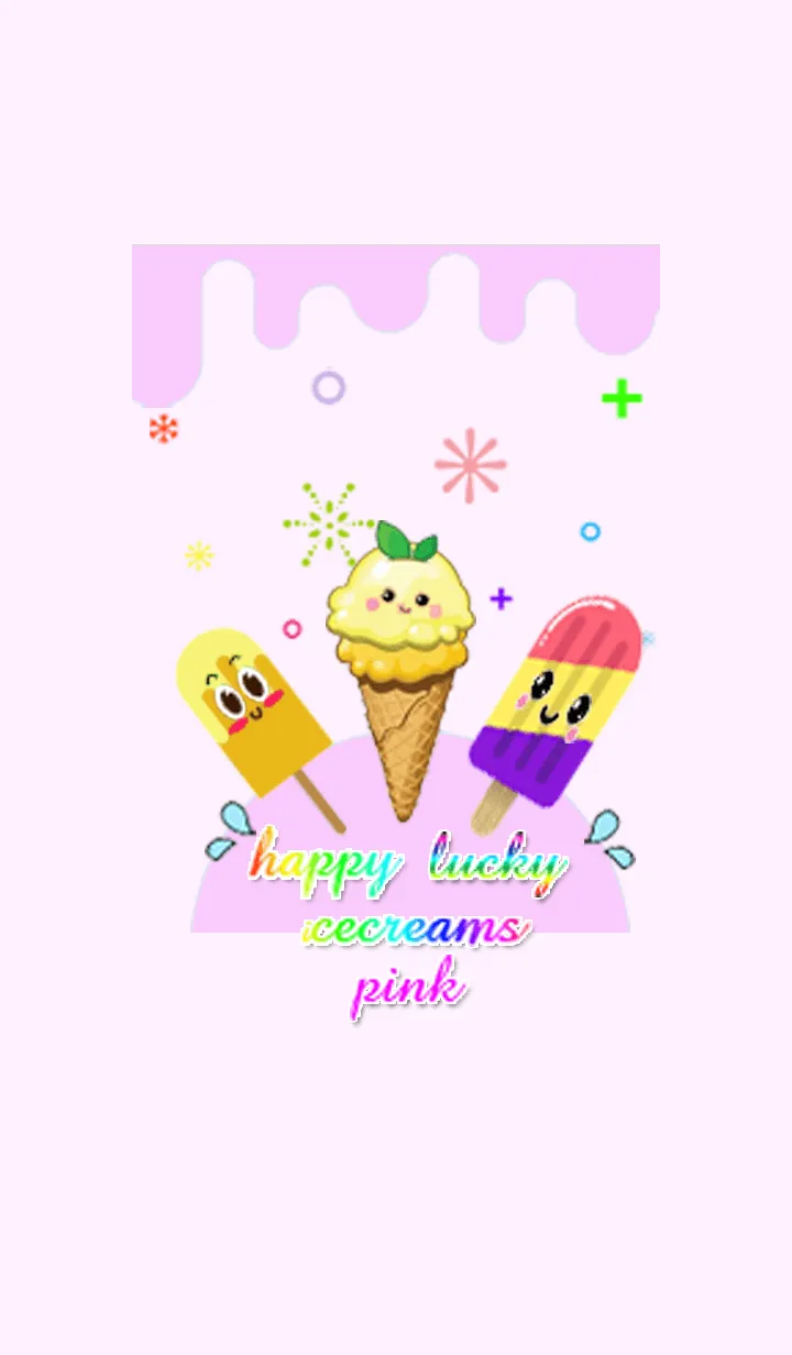 [LINE着せ替え] ハッピーラッキーアイスクリーム-ピンクの画像1