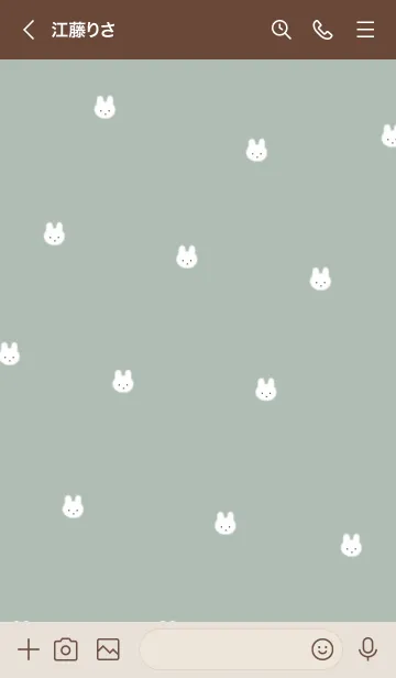 [LINE着せ替え] ふわふわうさぎ /グリーンベージュの画像3