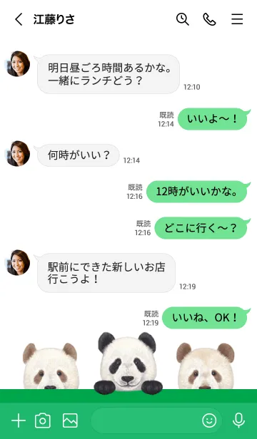 [LINE着せ替え] ANIMAL - パンダ - 白×緑色の画像4