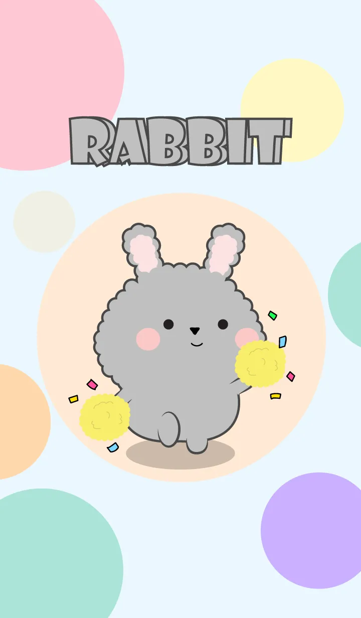 [LINE着せ替え] Color Cute Grey Rabbit  FuFu Theme (JP)の画像1