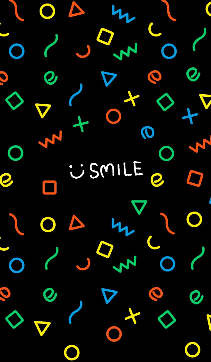 [LINE着せ替え] カラフル図形 黒14の画像1