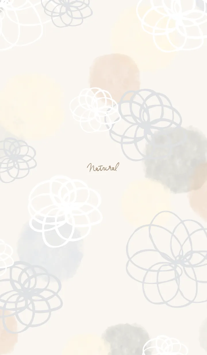 [LINE着せ替え] 花と水彩丸 グレー17の画像1