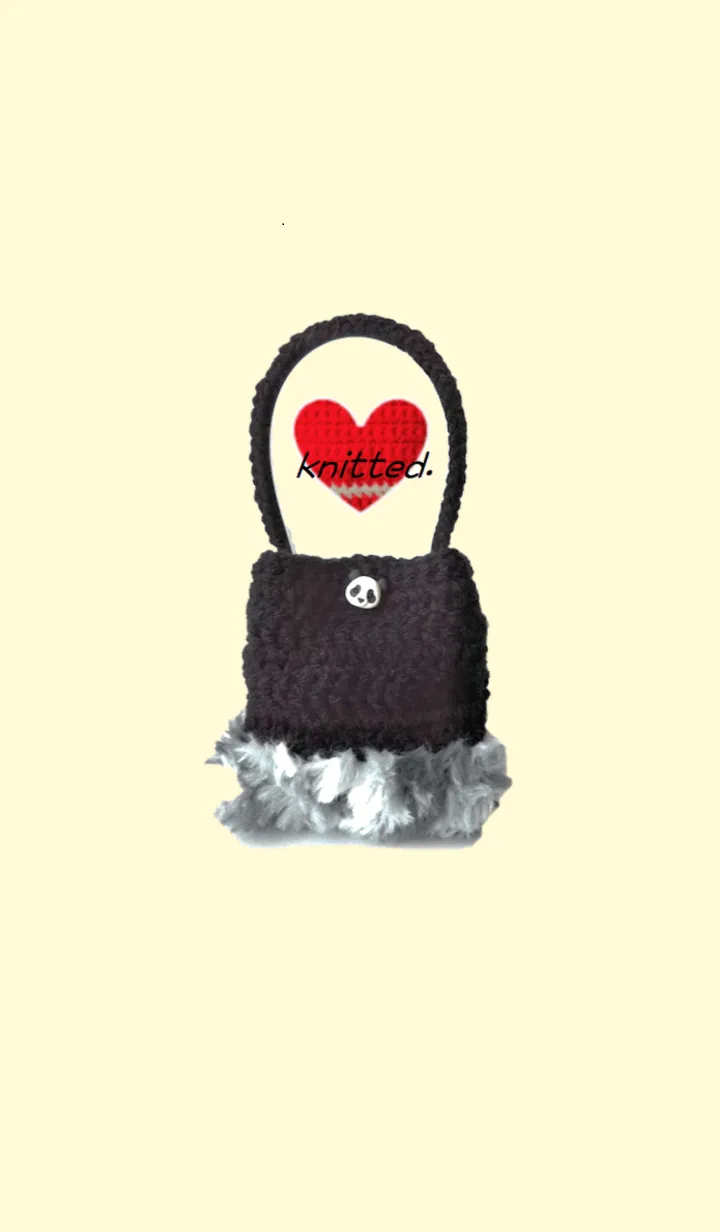 [LINE着せ替え] パンダのニットバッグ -ブラックカラー-038の画像1