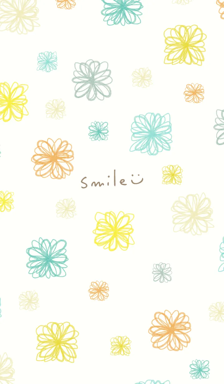 [LINE着せ替え] 手書きの花 グリーンとイエロー15の画像1