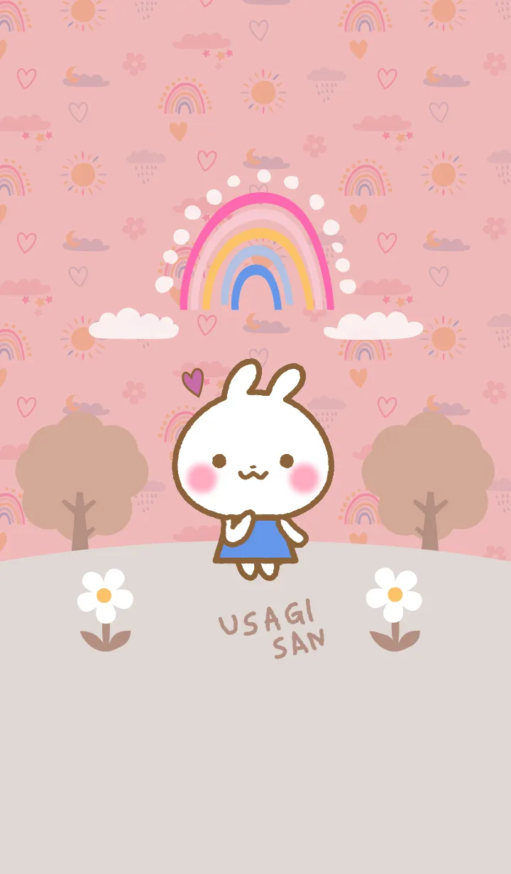 [LINE着せ替え] うさぎさん レインボーピーチピンクの画像1