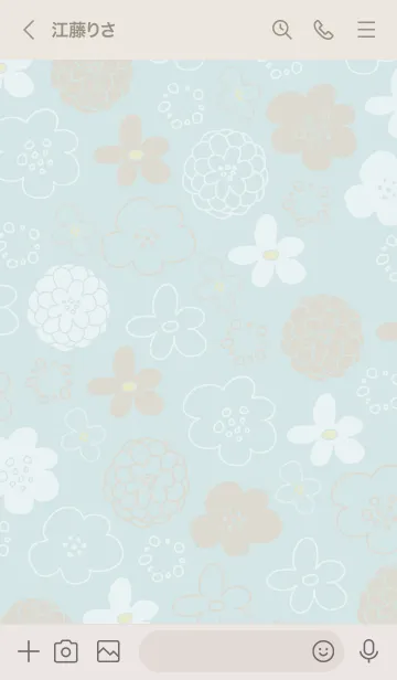 [LINE着せ替え] 白とベージュの花 ブルーの画像3