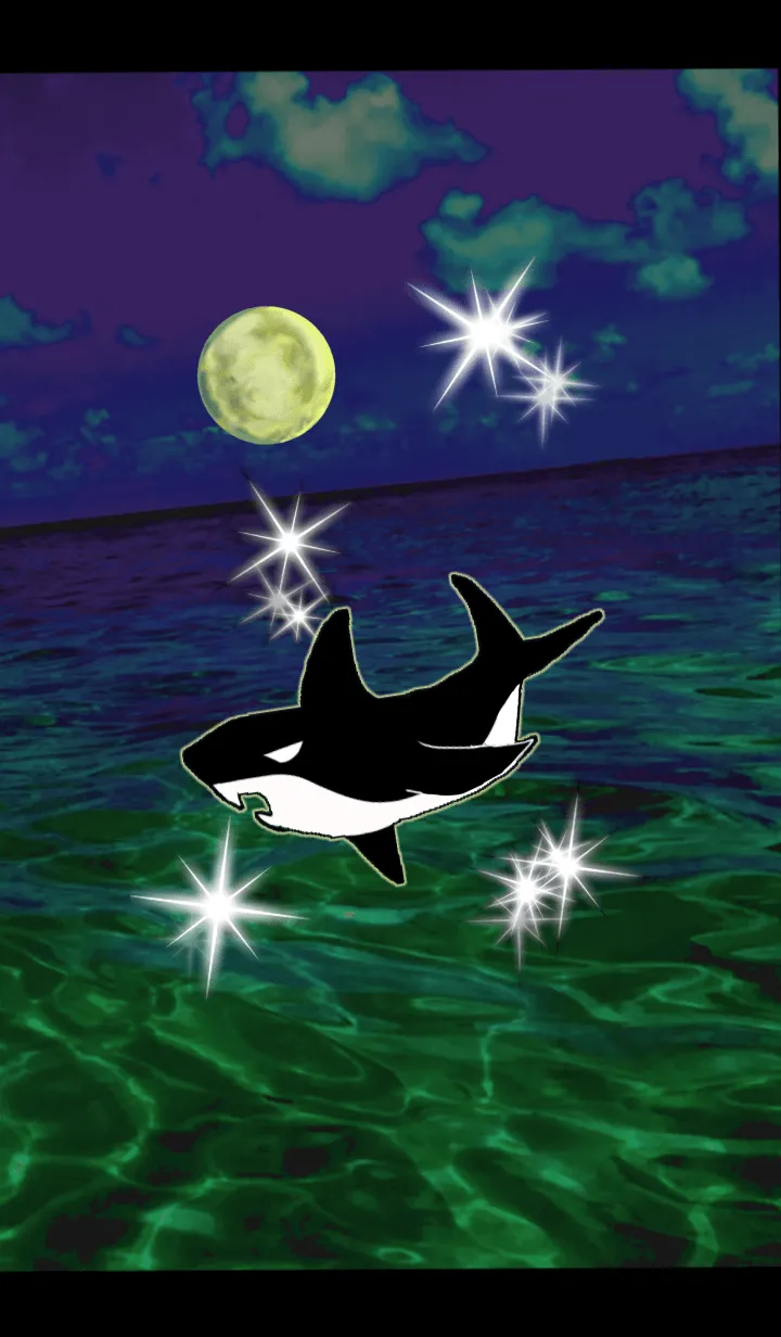 [LINE着せ替え] 幸運のサメ 満月 海 全体運上昇の画像1