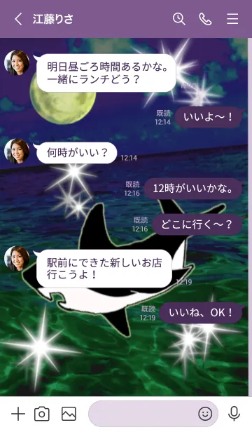 [LINE着せ替え] 幸運のサメ 満月 海 全体運上昇の画像4