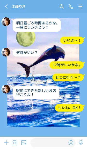 [LINE着せ替え] 幸運の満月 海 イルカ 全体運上昇の画像4