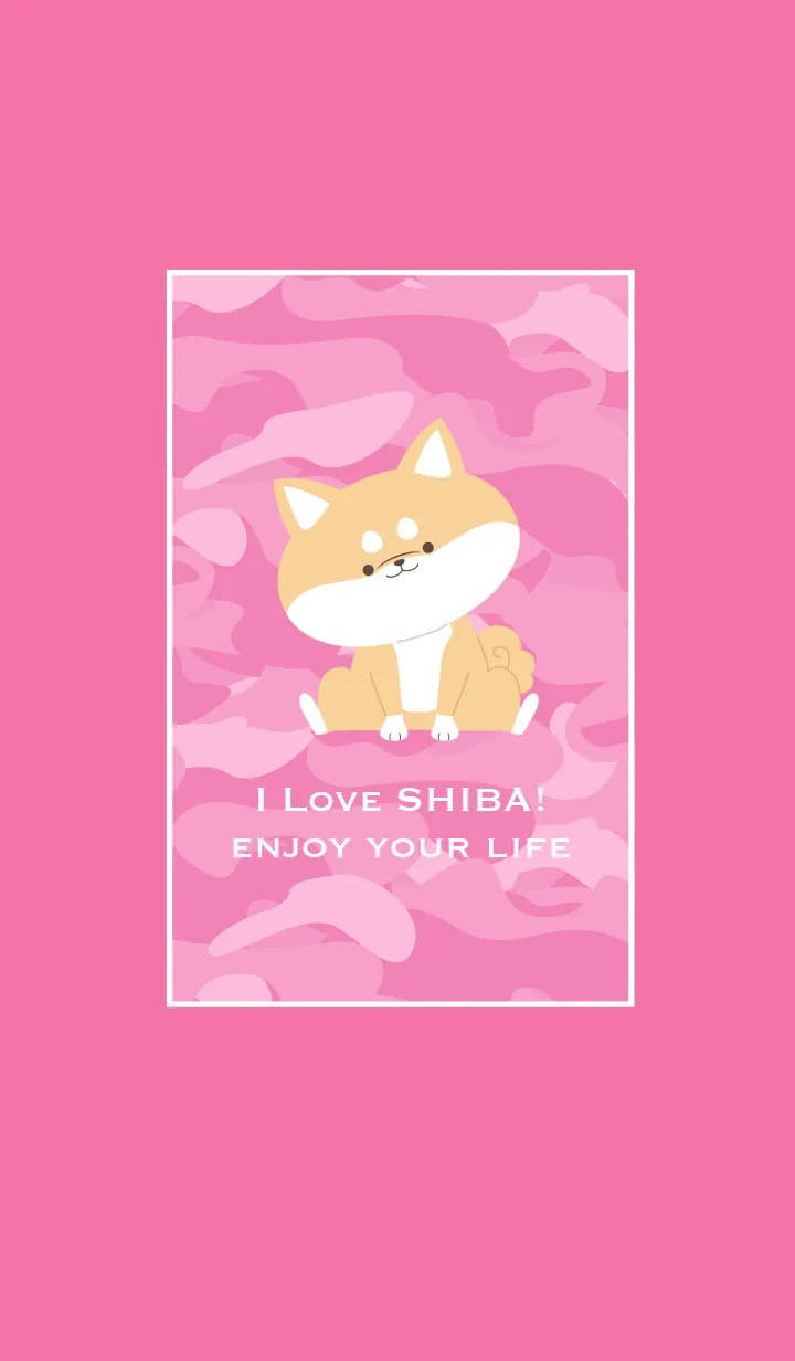 [LINE着せ替え] I LOVE SHIBA_camouflage_pinkの画像1