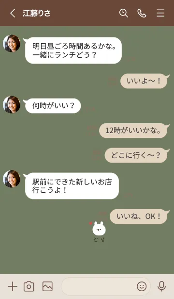 [LINE着せ替え] くすみグリーンとうさぎ。韓国語。の画像4